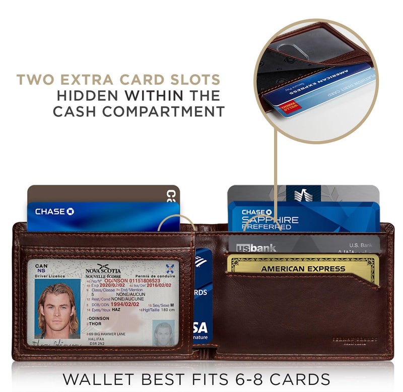 SERMAN BRANDS Mens Slim Bifold Wallet RFID Blocking Minimalist Front Pocket Full Grain Leather Wallets for Men - Thin & Stylish (Melted Chocolate Elite) - Image 4
