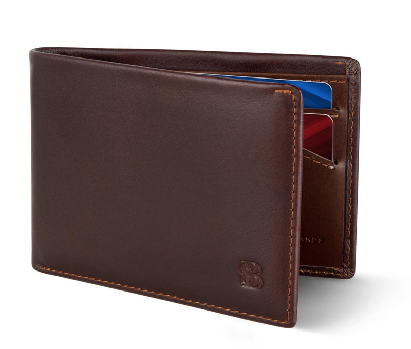 SERMAN BRANDS Mens Slim Bifold Wallet RFID Blocking Minimalist Front Pocket Full Grain Leather Wallets for Men - Thin & Stylish (Melted Chocolate Elite) - Image 1