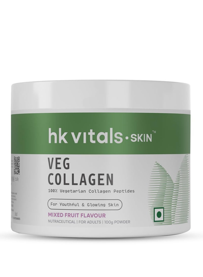 هيلث كارت مكمل الكولاجين النباتي الحيوي (فواكه مشكلة، 100 جرام) | مع البيوتين وفيتامين C وE وهيالورونات الصوديوم | لصحة البشرة والشعر والأظافر - Image 1