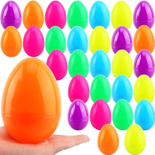 Haconba 30 Pieces 5 inch Easter Eggs Large Colorful Plastic Fillable Easter Eggs for Egg Hunt Game Easter Party Favors Supplies Decoration 6 Colors - Image 1