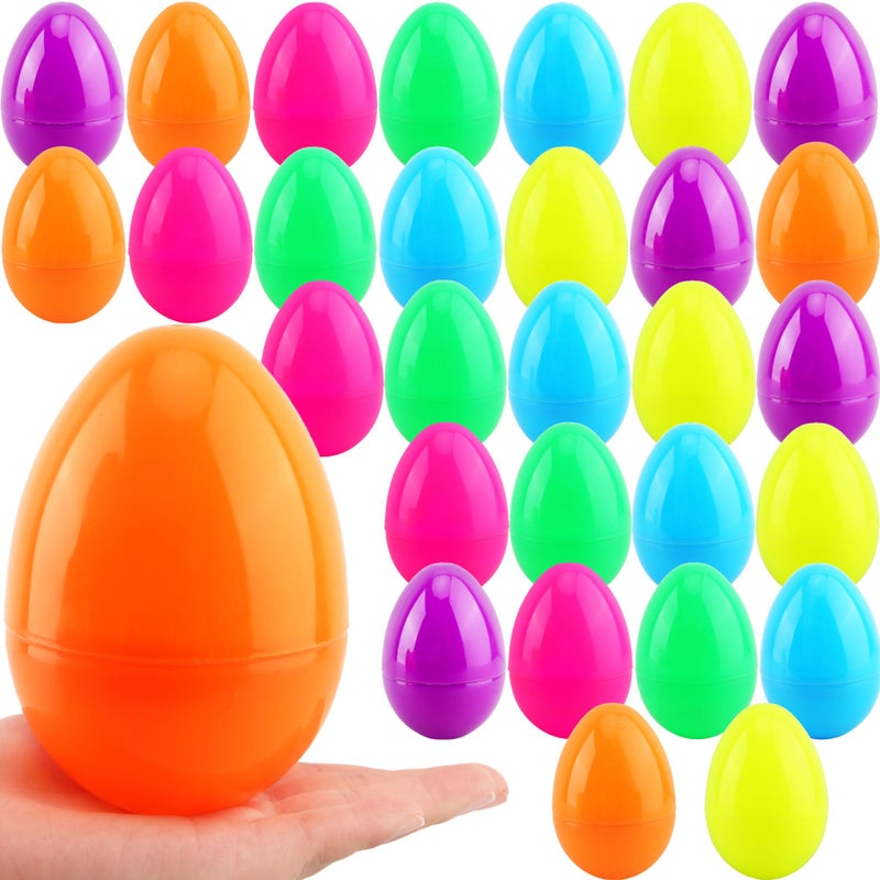 Haconba 30 Pieces 5 inch Easter Eggs Large Colorful Plastic Fillable Easter Eggs for Egg Hunt Game Easter Party Favors Supplies Decoration 6 Colors - Image 3