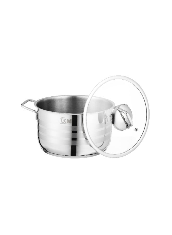 TKM Turkish Stainless Steel Cookware Set 18/10 with Premium Glass Lids – 9 Pieces Includes: 20 cm Pot, 22 cm Pot, 24 cm Pot, 26 cm Pot, and 24 cm Frying Pan - Image 4