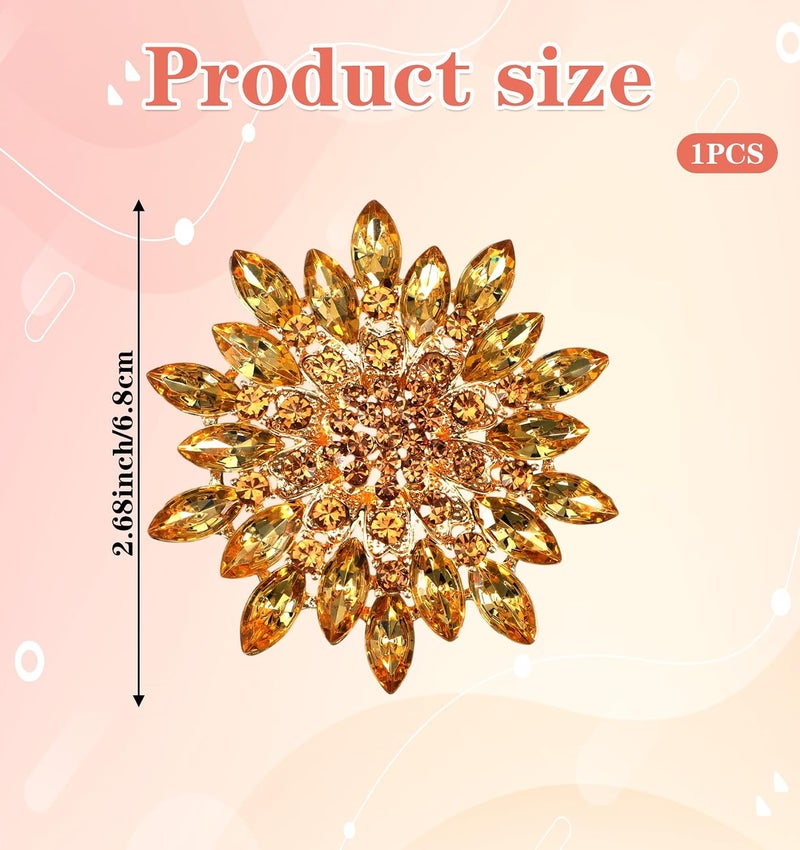 Thrymme Elegant Sunflower Brooch Pin for Women with Rhinestones - Gold Brooch for Dress, Coat, Hat, Scarf Decoration - Image 2