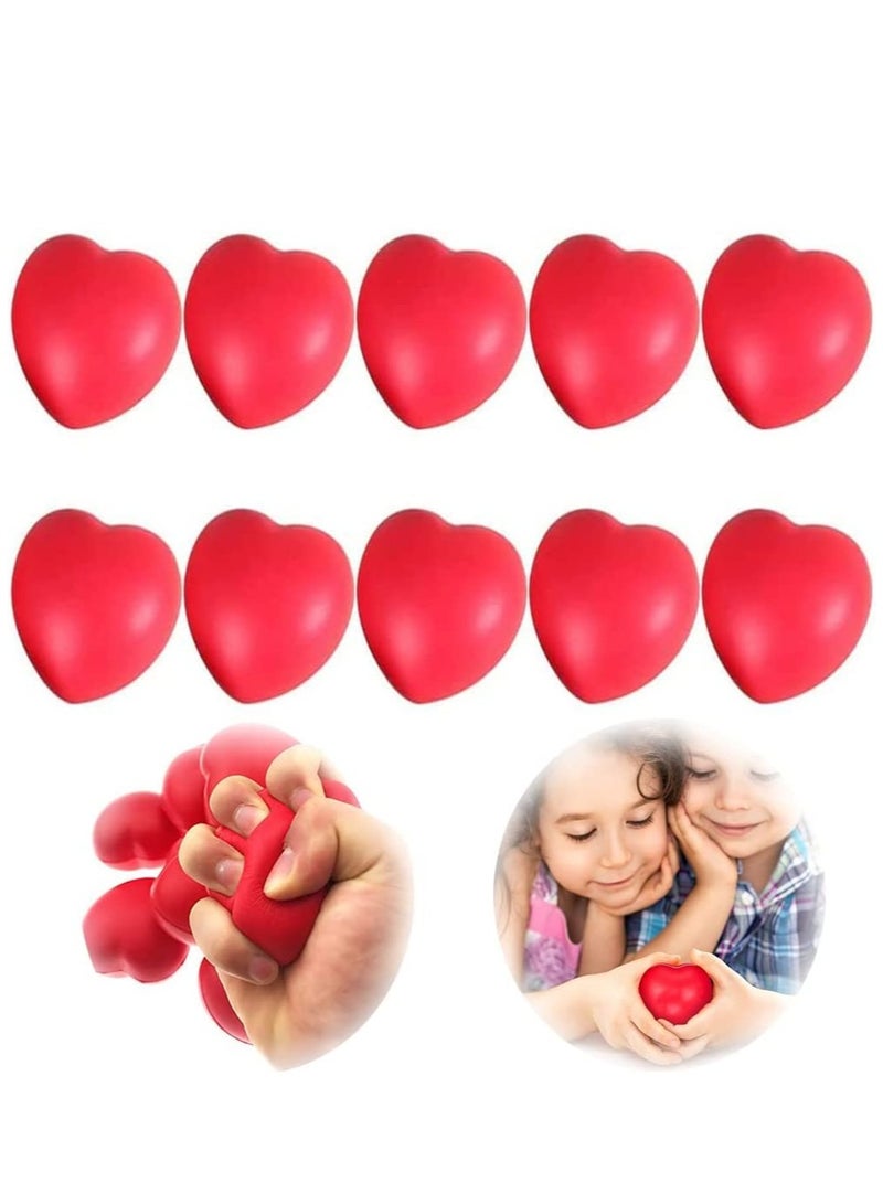 KASTWAVE Heart Stress Balls 10 Pcs Red Hearts Squeeze Stress Ball 7cm Heart Shaped Balls Fun Party Favors for Kids and Adults - Image 1
