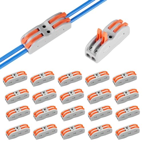 Appster 10pcs Wire Connector Kit 2 Circuit Inline Splices Cable Connector with Control Lever Wire Connector Jointer Conductor Compact Splicing Wire Joiner Cable Conductor Clamp for 28-12 AWG - Image 1