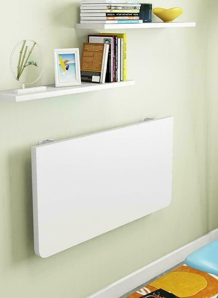 MARGOUN Wall Mounted Desk Floating Folding Table Space Saving Computer Laptop Student Desk for Home and Office White 30*60 cm - Image 2