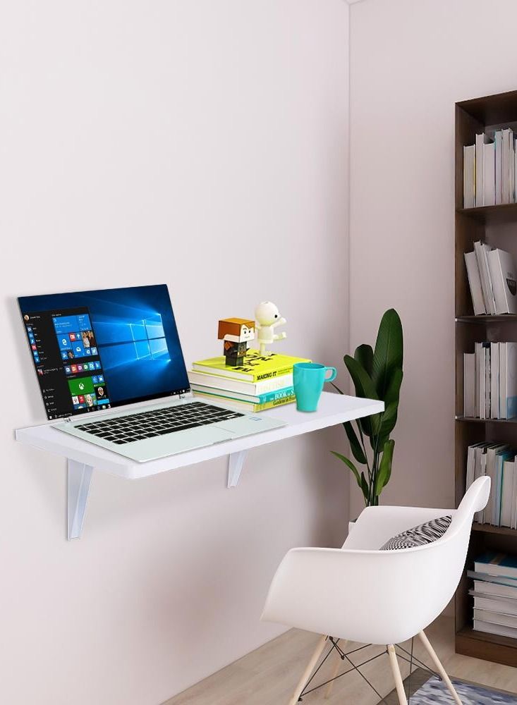 MARGOUN Wall Mounted Desk Floating Folding Table Space Saving Computer Laptop Student Desk for Home and Office White 30*60 cm - Image 3