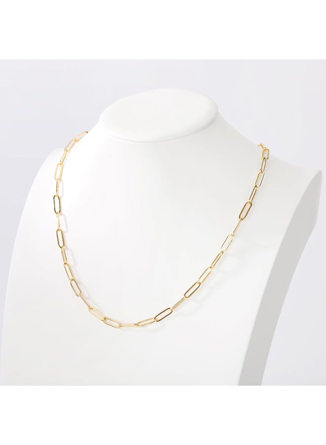 NAG.HC 14k Gold Necklaces for Women：Real Gold Over Stainless Steel Chain Necklace for Women Men-18 Inch Adjustable Length PaperClip Chain-Tarnish-Free - Image 3