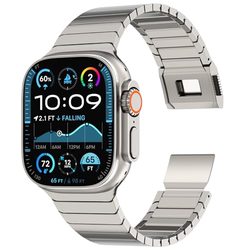 CHANCHY Titanium Band Compatible with Apple Watch Ultra 321 Band 49mm 46mm 45mm 44mm Metal Strap with Magnetic Clasp for Apple Watch Series 11 10 9 8 7 6 5 4 3 2 1 SE3 Men Women Titanium Edition - Image 1