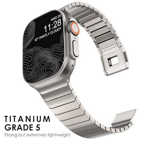 CHANCHY Titanium Band Compatible with Apple Watch Ultra 321 Band 49mm 46mm 45mm 44mm Metal Strap with Magnetic Clasp for Apple Watch Series 11 10 9 8 7 6 5 4 3 2 1 SE3 Men Women Titanium Edition - Image 3