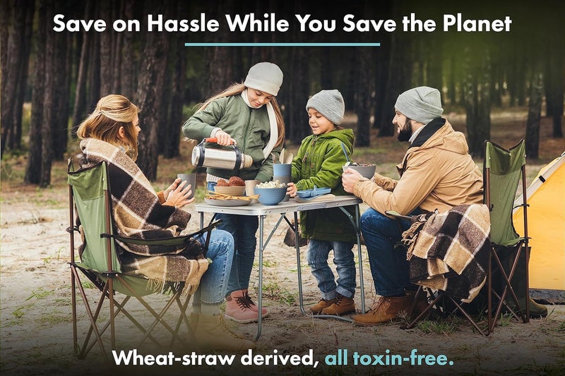 FOODLE Wheat Straw Dinnerware Set  BPA Free  Safety Certified  Microwave  Dishwasher Safe  Perfect for Picnic Dorm Camper RV Dishes  Camping Plates Cups and Bowls Set  Great for Kids  For 6 - Image 5