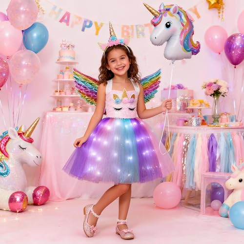 Davsolly Unicorn Costume for Girls Led Light Up Unicorn Princess Tutu Outfit for Halloween Dress Up Birthday Christmas Gifts - Image 5