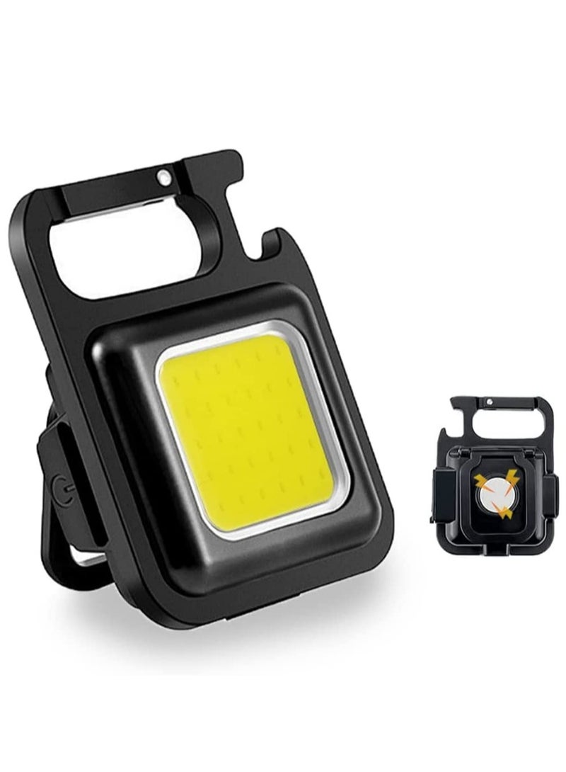 Small Flashlights, Waterproof LED Working Lights 800 Lumens Bright Rechargeable Mini Keychain Light 4 Light Modes, Portable Pocket Light Bottle Opener and Magnet Base for Fishing Walking Camping - Image 1