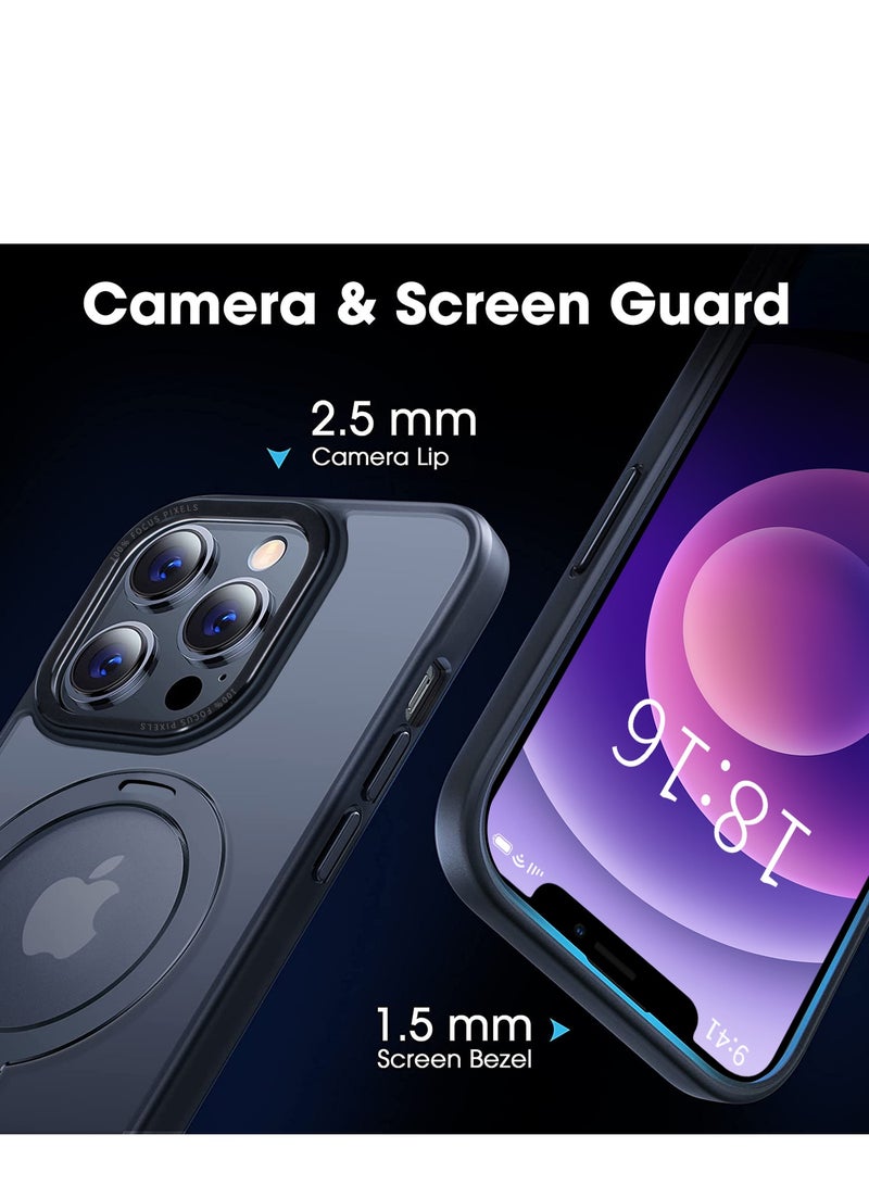 INFOSUN iPhone 12 Pro Max Case with Magnetic Invisible Stand Cover Shockproof and Anti-Yellow Slim Translucent Matte Protective Magsafe Case for Apple iPhone 12 Pro Max 6.7 inch - Black - Image 5