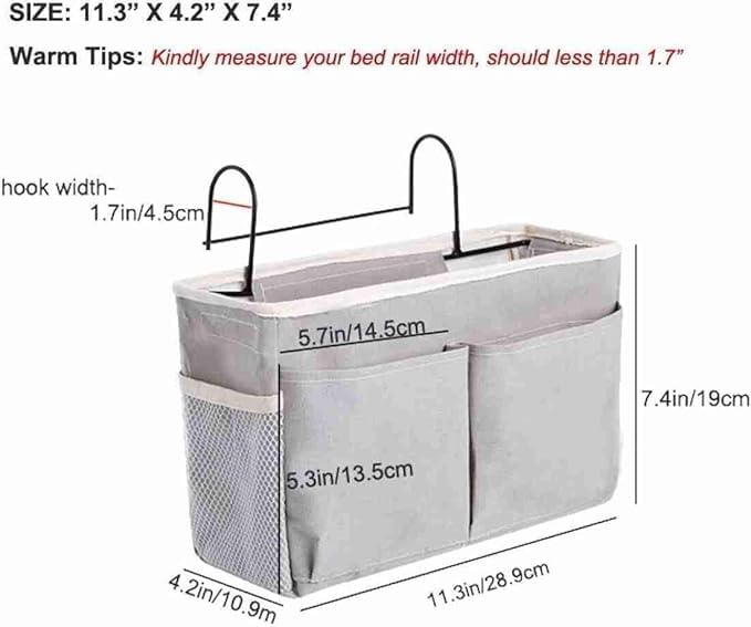 YESIKOM Bedroom Accessories Inside Hanging Bedside Caddy Bedroom Organizer Items And Storage Hostel Essentials Bed Side Storage Organiser Multipurpose Bedside Organizer Hanging Premium 1pcs - Image 2