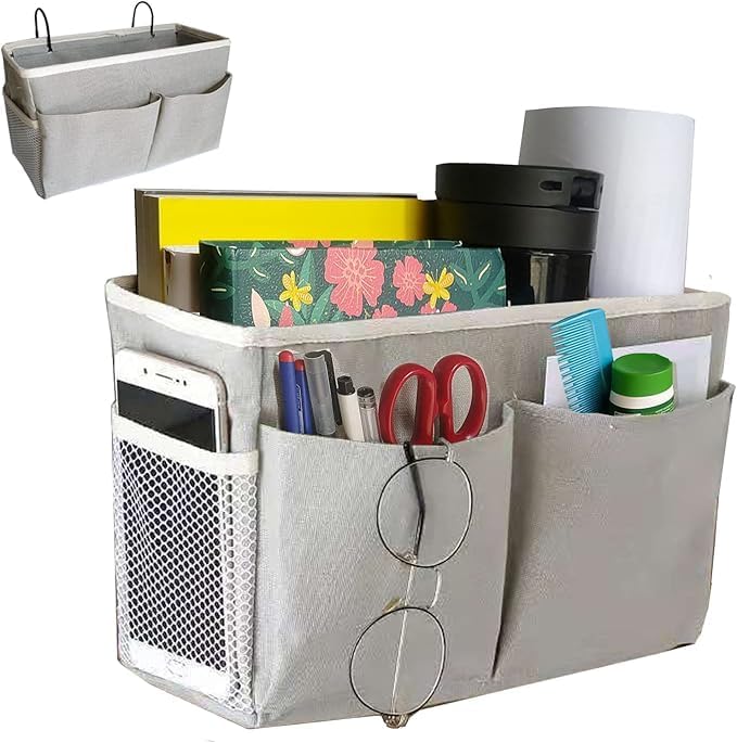 YESIKOM Bedroom Accessories Inside Hanging Bedside Caddy Bedroom Organizer Items And Storage Hostel Essentials Bed Side Storage Organiser Multipurpose Bedside Organizer Hanging Premium 1pcs - Image 1