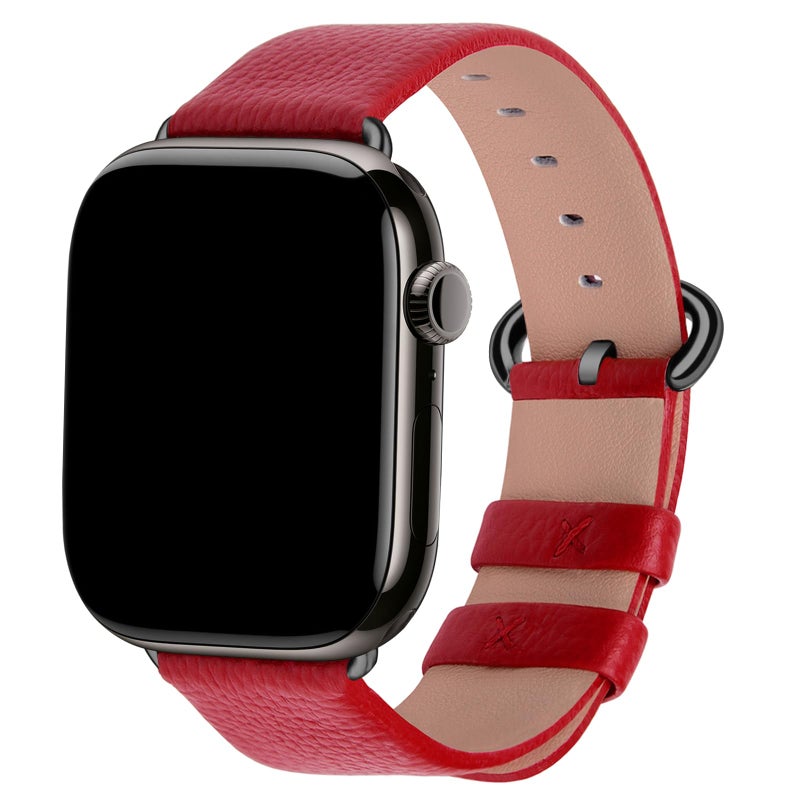 Fullmosa Leather Bands Compatible with Apple Watch Band 42mm 41mm 40mm 38mm for Women Men Top Grain Genuine Leather Strap for iWatch Series 1110987654321SE321 RedSmoky Grey - Image 3