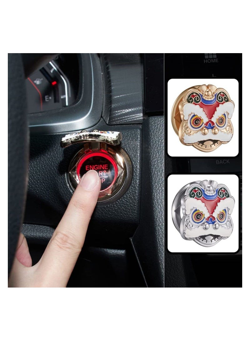 SYOSI Car Push Start bu tton Cover Lion Dance Switch Trim Cover Car Engine Start Stop bu tton Cover Universal bu tton Decoration Protector Ring Champagne Gold - Image 2