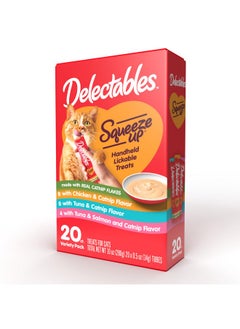 Hartz Delectables Squeeze Up Interactive Lickable Wet Cat Treats For Adult & Senior Cats, Variety With Catnip, 20 Count  - Image 1