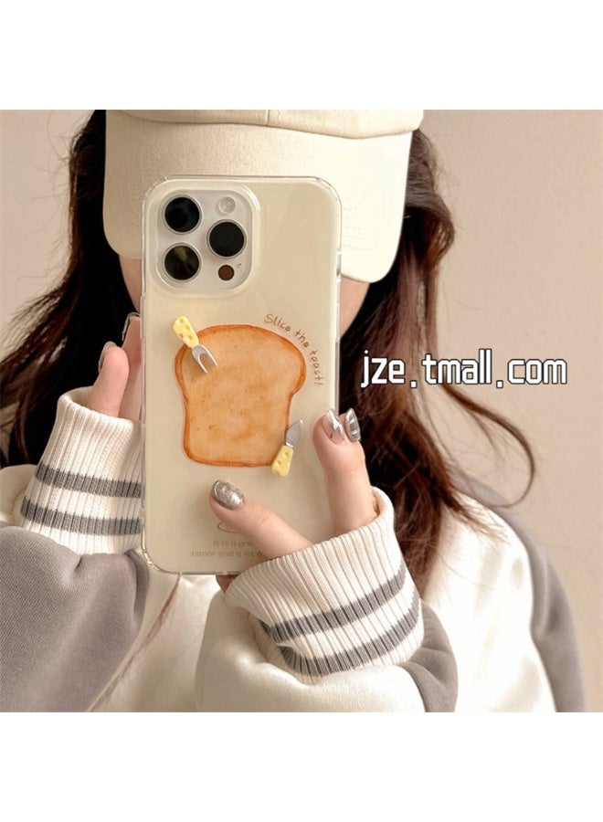 NIBEMINENT Protective TPU Case Cover For iPhone 16 Plus, French Bread Slice With Knife And Fork