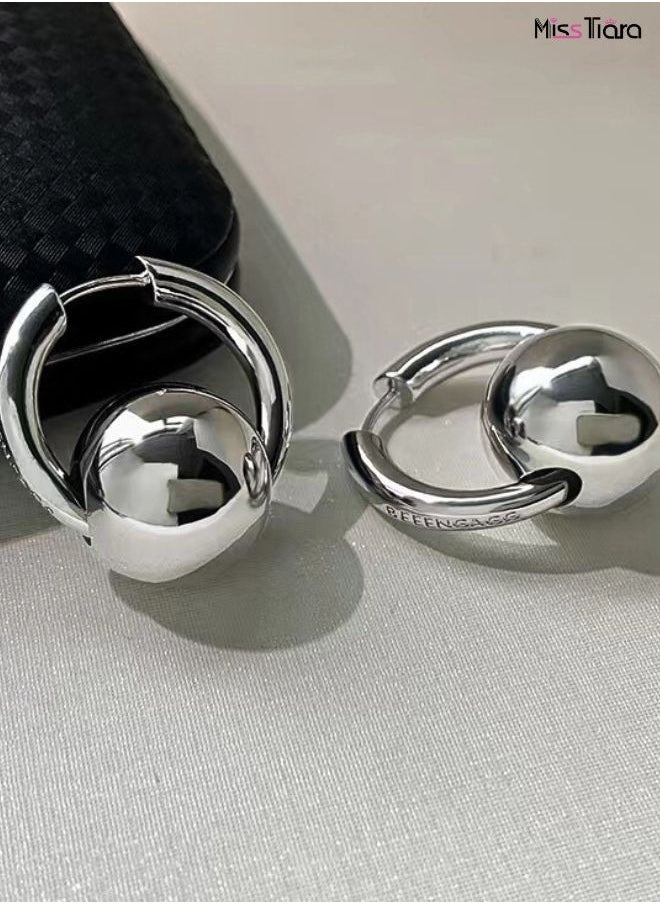 MissTiara - Round Ball Stainless steel Dangle Earring - Image 1