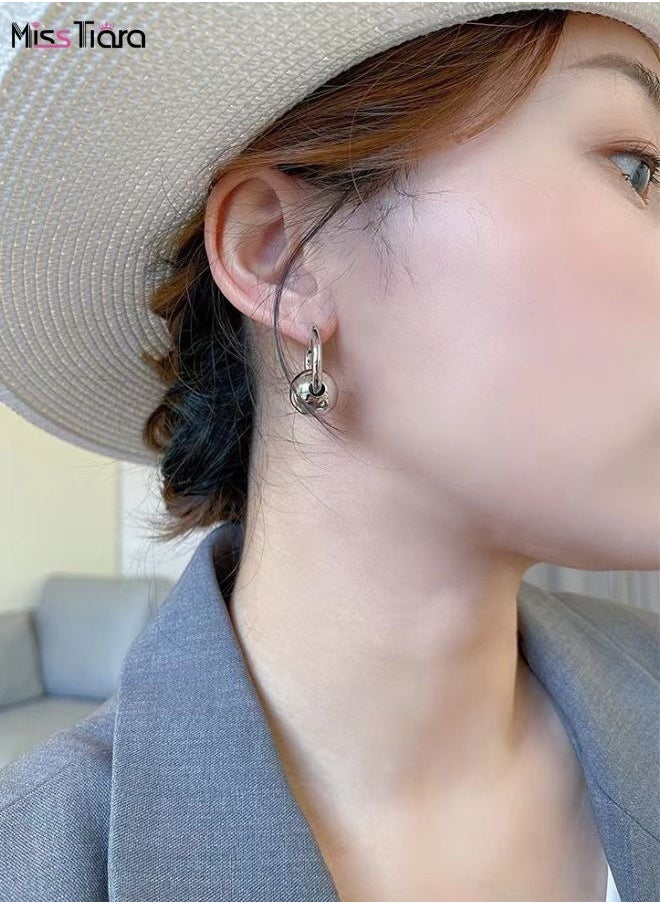 MissTiara - Round Ball Stainless steel Dangle Earring - Image 1