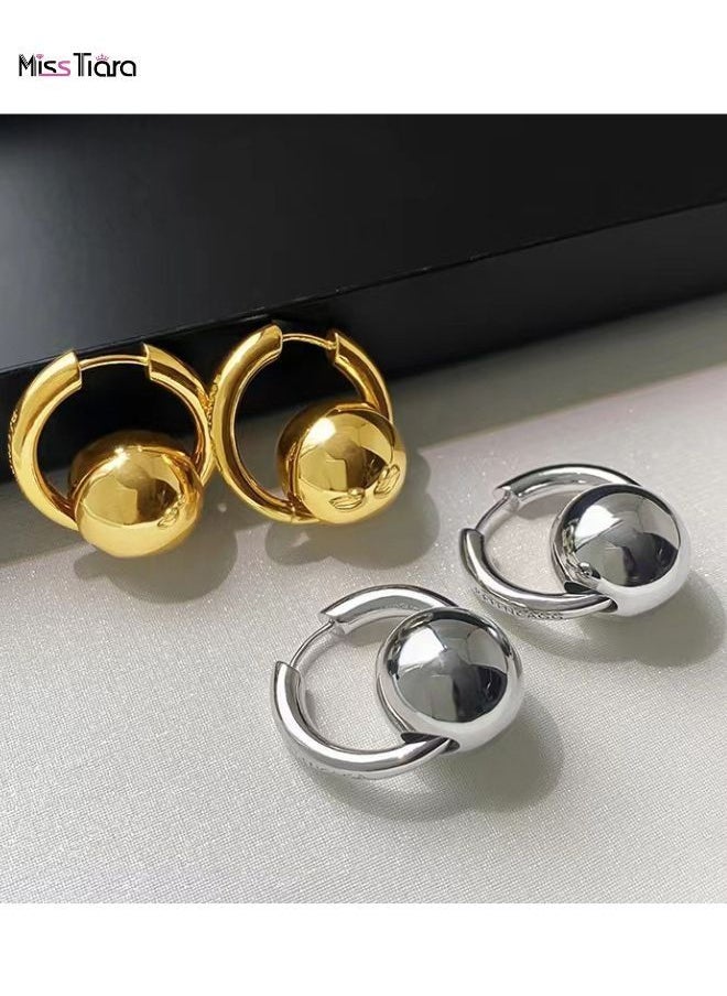 MissTiara - Round Ball Stainless steel Dangle Earring - Image 1