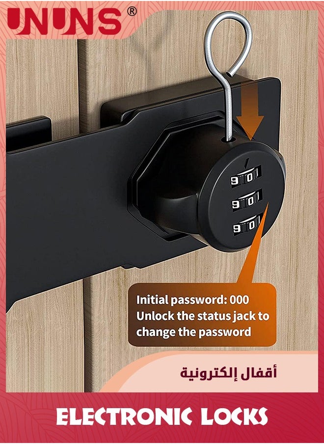 UNUNS Keyless Combination Lock,3-Digit Combination Lock For Cabinet Doors,Twist Knob Hasp Latch Lock With Password Code,Cabinet Door Latch For Kitchen Drawers,Cabinets,Cupboard  - Image 3