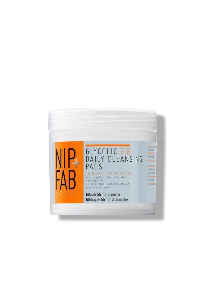 NIP+FAB Nip + Fab Glycolic Acid Fix Daily Cleansing Pads for Face with Hyaluronic Acid, Witch Hazel, Exfoliating Resurfacing AHA Facial Cleanser for Exfoliation Even Skin Tone Brighten Skin, 60 Pads  - Image 1