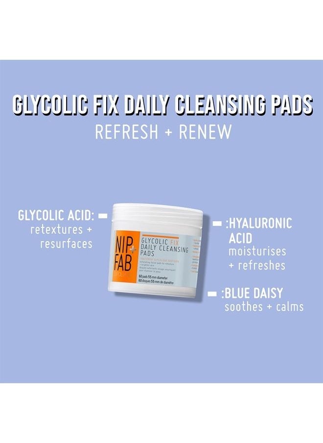 NIP+FAB Nip + Fab Glycolic Acid Fix Daily Cleansing Pads for Face with Hyaluronic Acid, Witch Hazel, Exfoliating Resurfacing AHA Facial Cleanser for Exfoliation Even Skin Tone Brighten Skin, 60 Pads  - Image 2