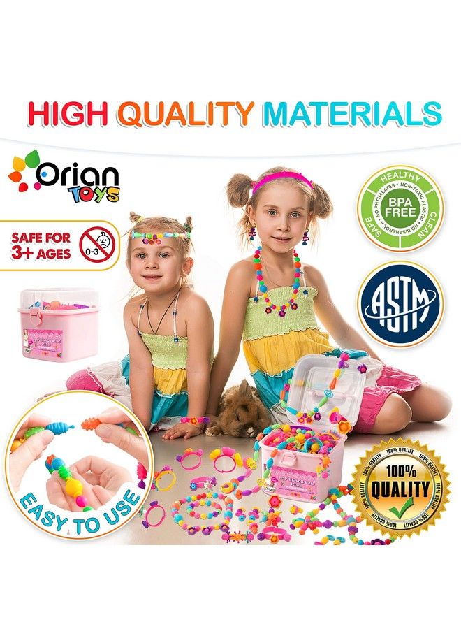 Orian Pop Beads Jewelry Making Kit For Girls 550+ Piece Set Pop Beads For Girls Ages 3 And Up Fun And Colorful Snap Beads Bracelet Making Kit Necklaces And Rings. Great Colorful Unicorn Gift Bag - Image 5