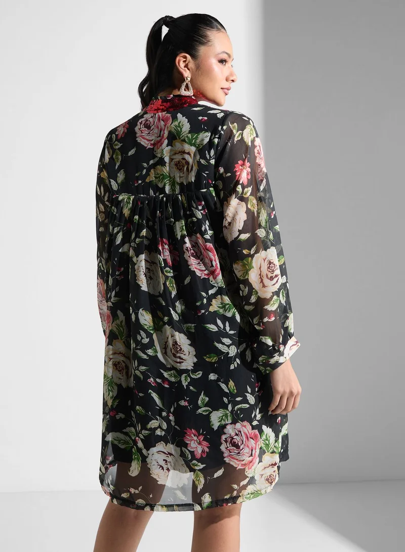 Golden Apple High Neck Pleated Dress