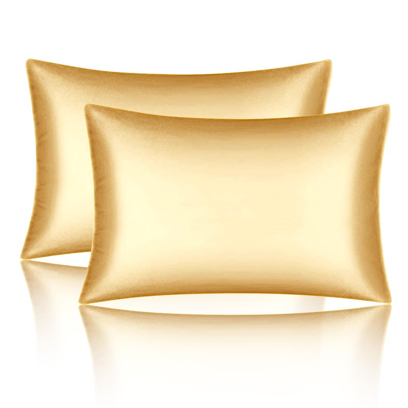 Mimkus Satin Pillowcases Standard Set of 2 - Silk Soft Pillow Cases for Hair and Skin 20x26 inches, Silver Grey Satin Pillow Covers 2 Pack with Envelope Closure for Home,School, Hotel - Image 1