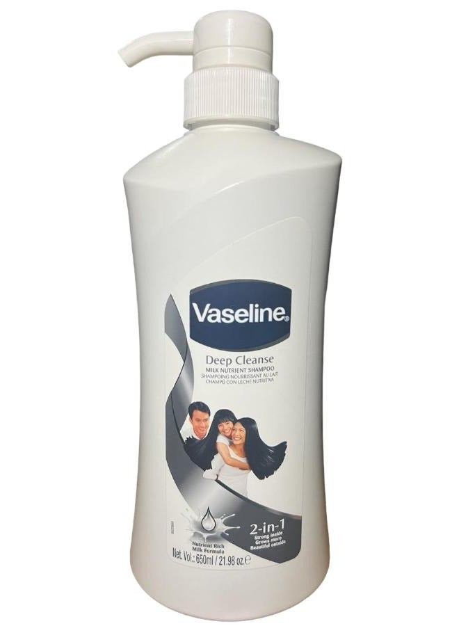 Vaseline 2 In 1 Deep and Cleanse Milk Nutrient Shampoo 650mL