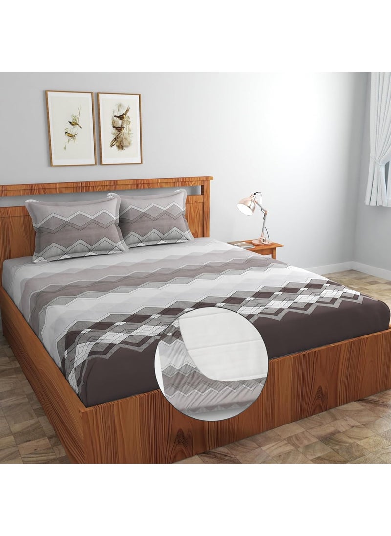 Generic Cotton Feel Glace Cotton All Around Elastic Fitted Bedsheets King Size 350 TC Premium Super Soft Fitted Bedsheet King Size for Double Bed Fits Up to 8 to 10 Inches 78 x 72 Inch  - Image 1