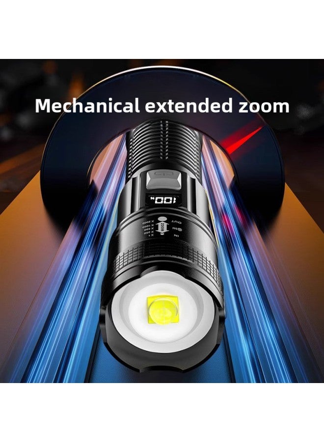 Super Light Rechargeable Flashlight Outdoor Patrol Spotlight Zoom Aurora Cannon Large Floodlight Laser Cannon-Product Specifications:Digital Display + Zoom 1200 + Output + White Laser  - Image 3