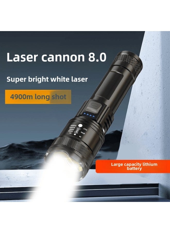 Super Light Rechargeable Flashlight Outdoor Patrol Spotlight Zoom Aurora Cannon Large Floodlight Laser Cannon-Product Specifications:Digital Display + Zoom 1200 + Output + White Laser  - Image 4