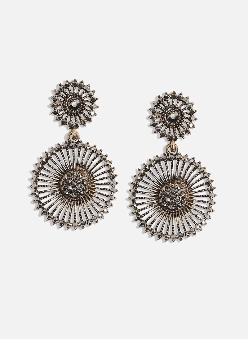 SOHI Crystal Lined Triangle Artificial Drop Earring Jewellery - Image 2