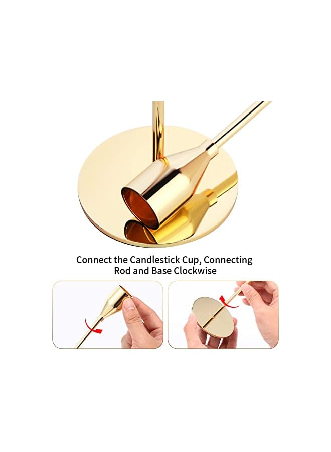 The Bros Holders Gold Candle Stick Candle Holder Tall Taper Candle Holder for Home Decor, Wedding, Dinning, Party, Anniversary, Fits 3/4 Inch Thick Candle&Led Candles(Set of 6) - Image 5