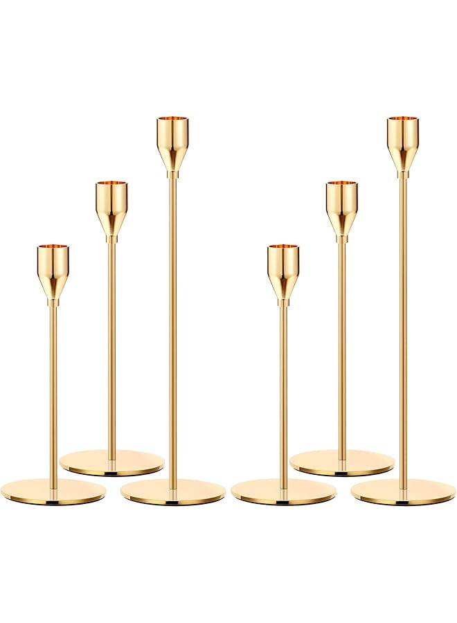 The Bros Holders Gold Candle Stick Candle Holder Tall Taper Candle Holder for Home Decor, Wedding, Dinning, Party, Anniversary, Fits 3/4 Inch Thick Candle&Led Candles(Set of 6) - Image 1