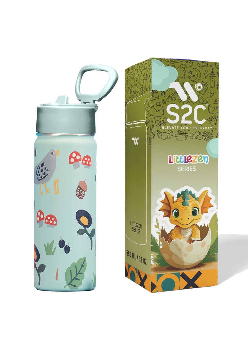 S2C S2C Kids Water Bottle with Straw Lid – 550ml Stainless Steel, Double Wall Insulated, BPA-Free, Leak-Proof Bottle for School & Toddlers  - Image 1