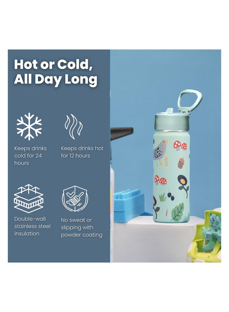 S2C S2C Kids Water Bottle with Straw Lid – 550ml Stainless Steel, Double Wall Insulated, BPA-Free, Leak-Proof Bottle for School & Toddlers  - Image 2