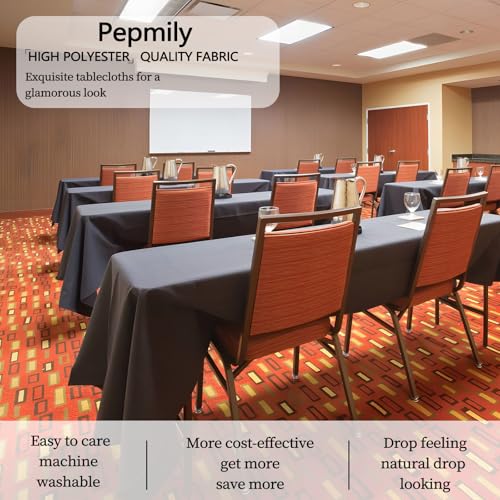 pepmily 8 Pack Black Tablecloths 60x102 Inch Table Cloths for 6 Foot Rectangle Tables, Wrinkle Resistant Washable Rectangular Fabric Table Cover for Dining Wedding Banquet Camping Party - Image 3
