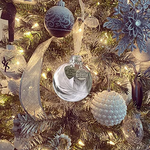 BLISI Clear Christmas Memorial Ornament Feather Ball, A Piece of My Heart is in Heaven, Christmas Tree Hanging Pendant Memorial Gifts for Loss of Father in Memory of Dad Sympathy Gift - Image 4