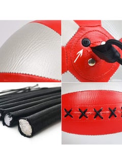 Generic Boxing Speed Ball Punching Ball Hanging Reflex Striking Bag Suspended Double End Adult Exercise Floor to Ceiling Bag Training Combat Ball Speedball Set M Silver + Red  - Image 3