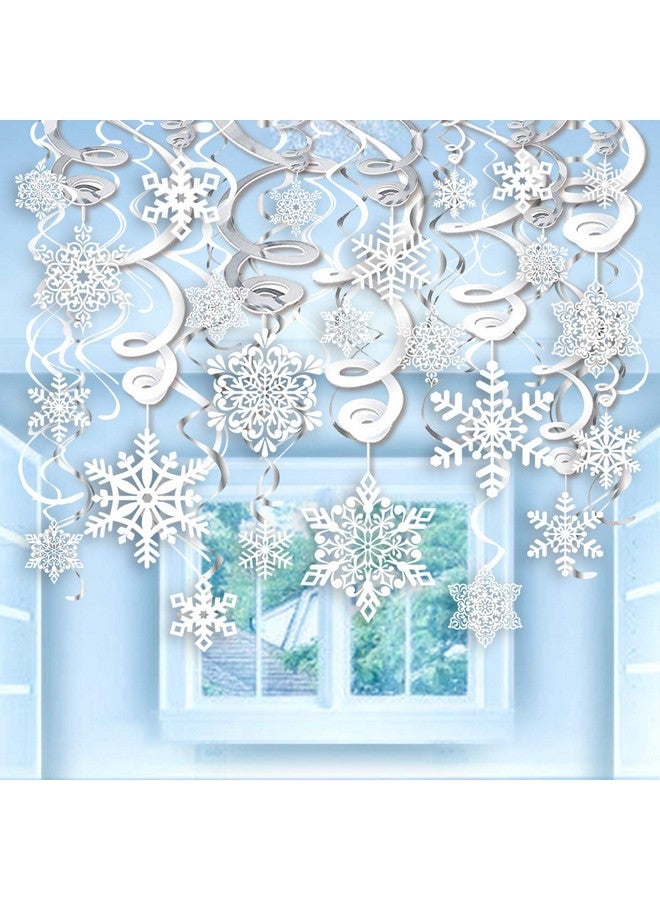 كونسيت 40 قطعة من زينة دوامات ندفة الثلج، زينة معلقة على شكل دوامات ندفة الثلج من كونسيت لعيد الميلاد المجيد من رقائق معدنية لتزيين السقف لعيد الميلاد وشتاء بلاد العجائب ومستلزمات ديكور حفلات العطلات، مجمعة بالفعل - Image 1
