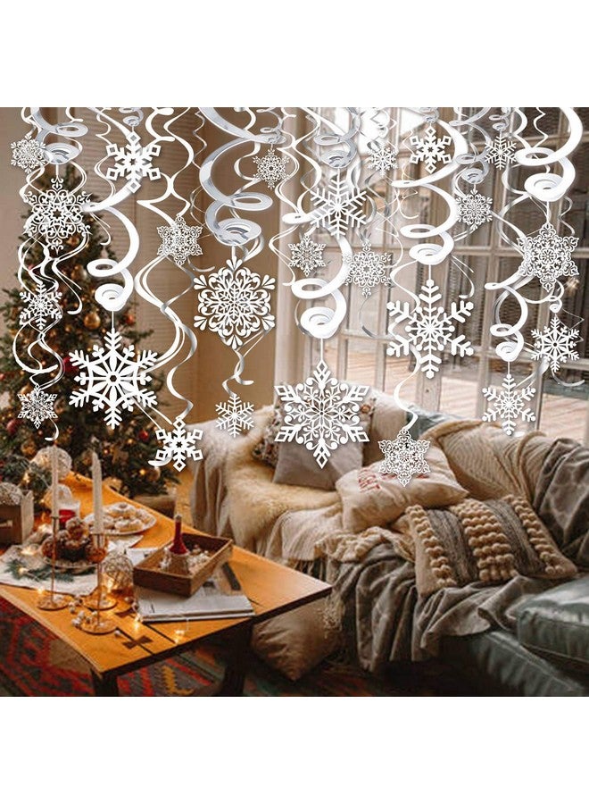 كونسيت 40 قطعة من زينة دوامات ندفة الثلج، زينة معلقة على شكل دوامات ندفة الثلج من كونسيت لعيد الميلاد المجيد من رقائق معدنية لتزيين السقف لعيد الميلاد وشتاء بلاد العجائب ومستلزمات ديكور حفلات العطلات، مجمعة بالفعل - Image 5