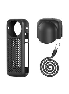 O Ozone Compatible With Insta360 X4, Silicone Protective Cover Body Case + Lens Cap Cover +Anti Lost Lanyard, Camera Protective Cover Accessories Kit -Black  - Image 1