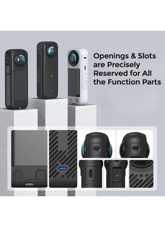 O Ozone Compatible With Insta360 X4, Silicone Protective Cover Body Case + Lens Cap Cover +Anti Lost Lanyard, Camera Protective Cover Accessories Kit -Black  - Image 3