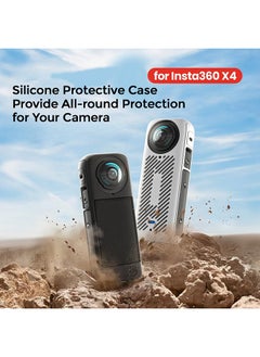 O Ozone Compatible With Insta360 X4, Silicone Protective Cover Body Case + Lens Cap Cover +Anti Lost Lanyard, Camera Protective Cover Accessories Kit -Black  - Image 4
